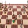 Square Napoleon Metal Chess Set with Wooden Chessboard view 3