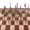 Square Napoleon Metal Chess Set with Wooden Chessboard view 4