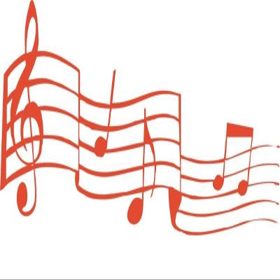 CLICKANDPRINT Musical Notes Wall Decal, 210 x 72.5 cm, Orange-Red
