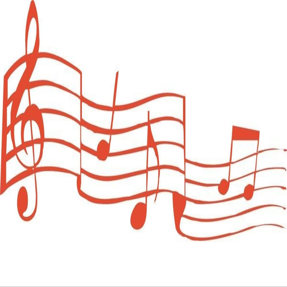 CLICKANDPRINT Musical Notes Wall Decal, 210 x 72.5 cm, Orange-Red