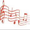 CLICKANDPRINT Musical Notes Wall Decal, 210 x 72.5 cm, Orange-Red view 1