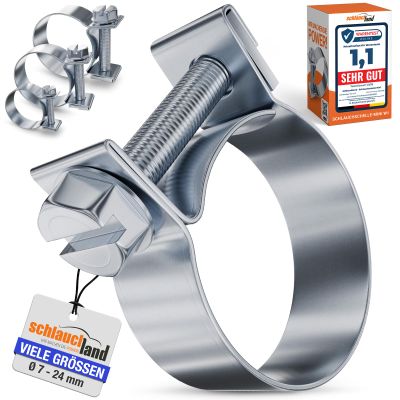 1 Mini Hose Clamp, 7–9 mm, W1 Galvanized Steel, 9 mm Wide