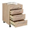 Mobile Filing Cabinet, Brown Oak, 4 Drawers, Lockable view 2