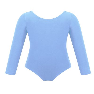 Girls' Ballet Leotard, Long or Short Sleeve, Blue, Size 110–116