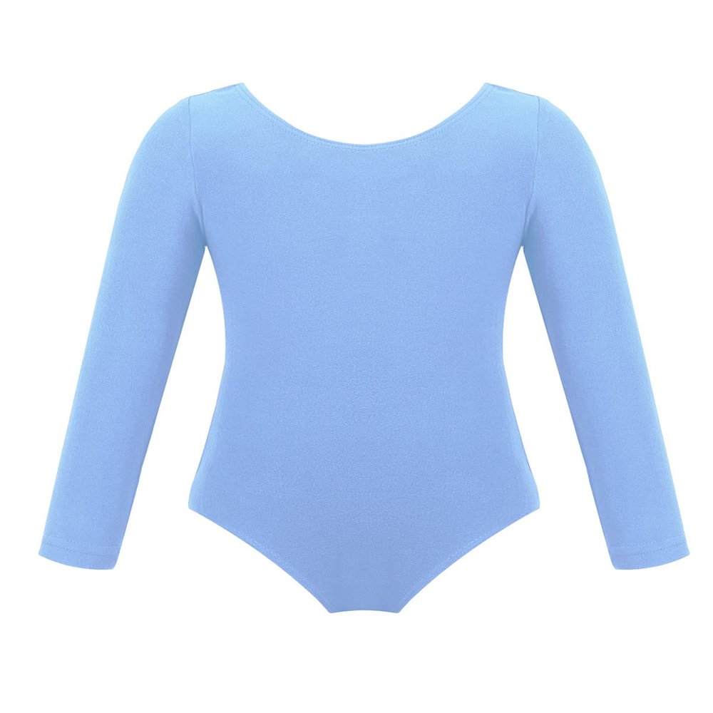 Girls' Ballet Leotard, Long or Short Sleeve, Blue, Size 110–116