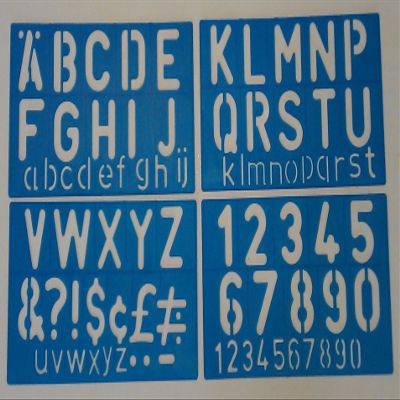 50 mm Plastic Stencil Set: Uppercase & Lowercase Letters, Numbers