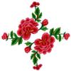 Embroidered Peony and Grapevine Flower Appliqués, Iron-On or Sew-On, 2-Pack, Red view 1