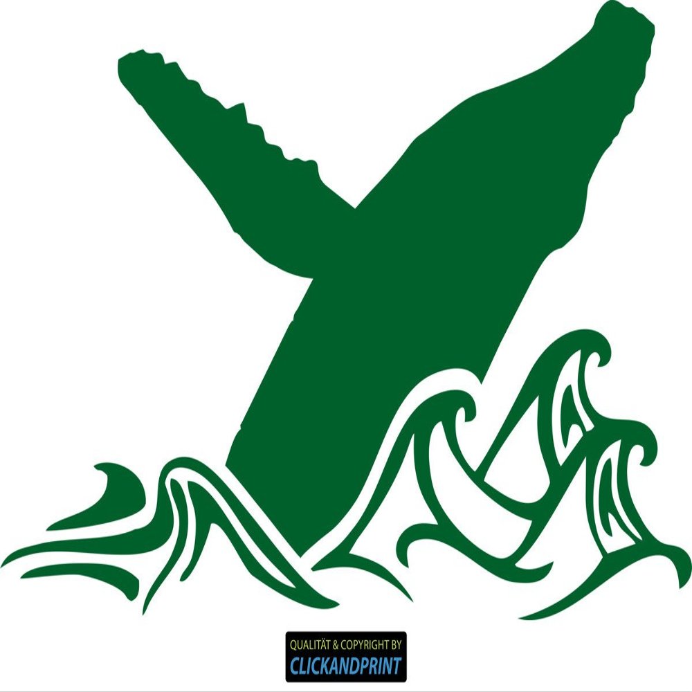 CLICKANDPRINT Jumping Humpback Whale Sticker, 160 × 91 cm, Emerald Green
