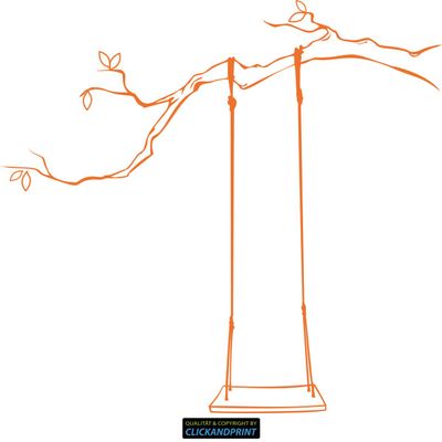 CLICKANDPRINT Swing on Branch Wall Decal, 40 x 37.3 cm, Light Red-Orange