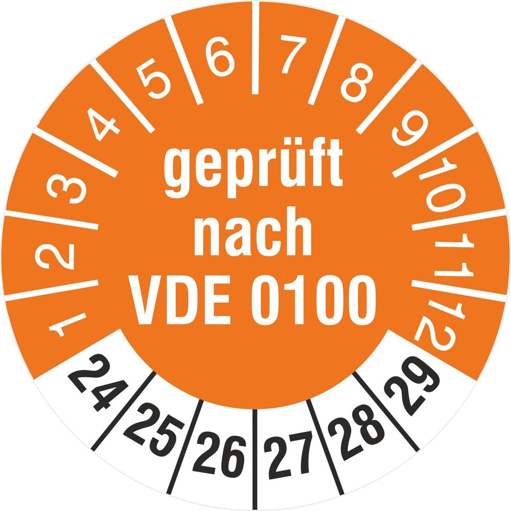 2,500 Inspection Labels, Tested According to VDE 0100, 2024–2029, 30 mm