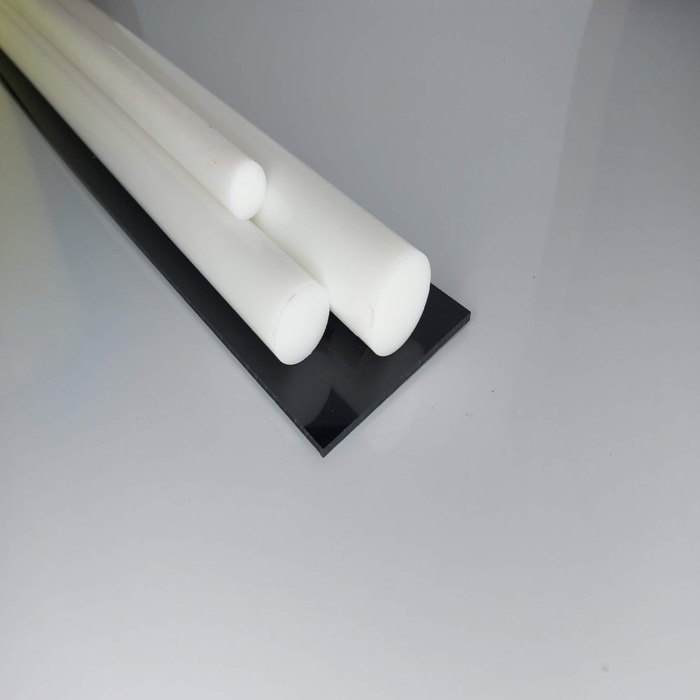 White PTFE Teflon Round Rod, 10–50 mm, Custom Length
