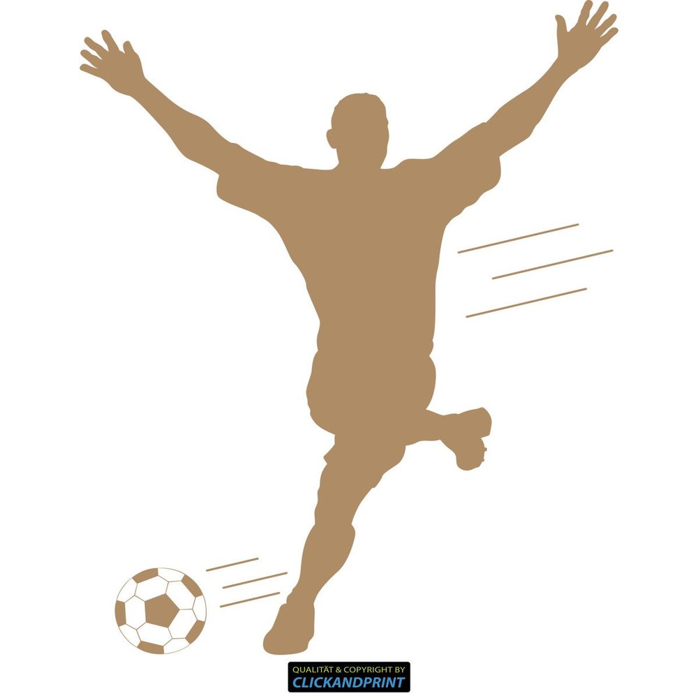 CLICKANDPRINT Soccer Wall Sticker, 50 × 38.6 cm, Light Brown
