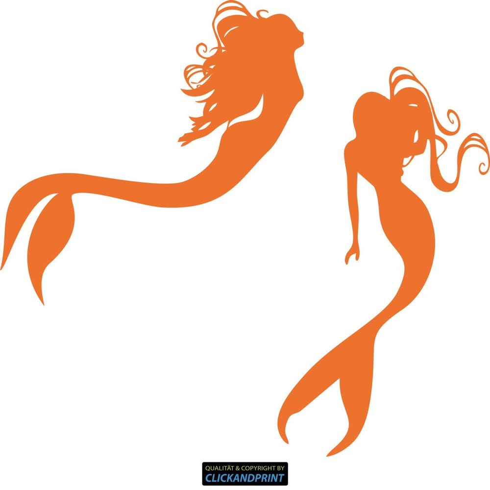 CLICKANDPRINT Mermaid Wall Decal, 70 x 63.3 cm, Light Red-Orange