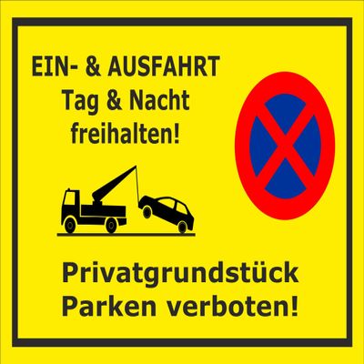 Melis-Folienwerkstatt No Parking Tow-Away Sign, Keep Entrance and Exit Clear Day and Night, 60 × 40 cm, Sticker, Various Sizes and Materials