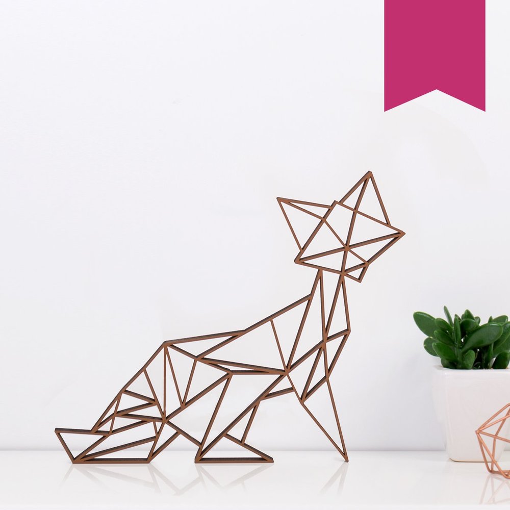 KLEINLAUT 3D Origami Fox, 30 x 25.1 cm (L), Pink