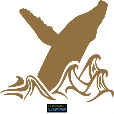 CLICKANDPRINT Jumping Humpback Whale Sticker, 20 x 11.4 cm, Metallic Gold