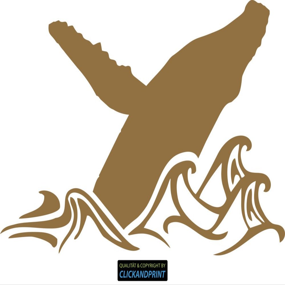 CLICKANDPRINT Jumping Humpback Whale Sticker, 20 x 11.4 cm, Metallic Gold