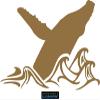 CLICKANDPRINT Jumping Humpback Whale Sticker, 20 x 11.4 cm, Metallic Gold view 1
