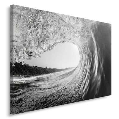 Feeby Frames Canvas Print, Sea Waves, Black and White, 40 x 50 cm
