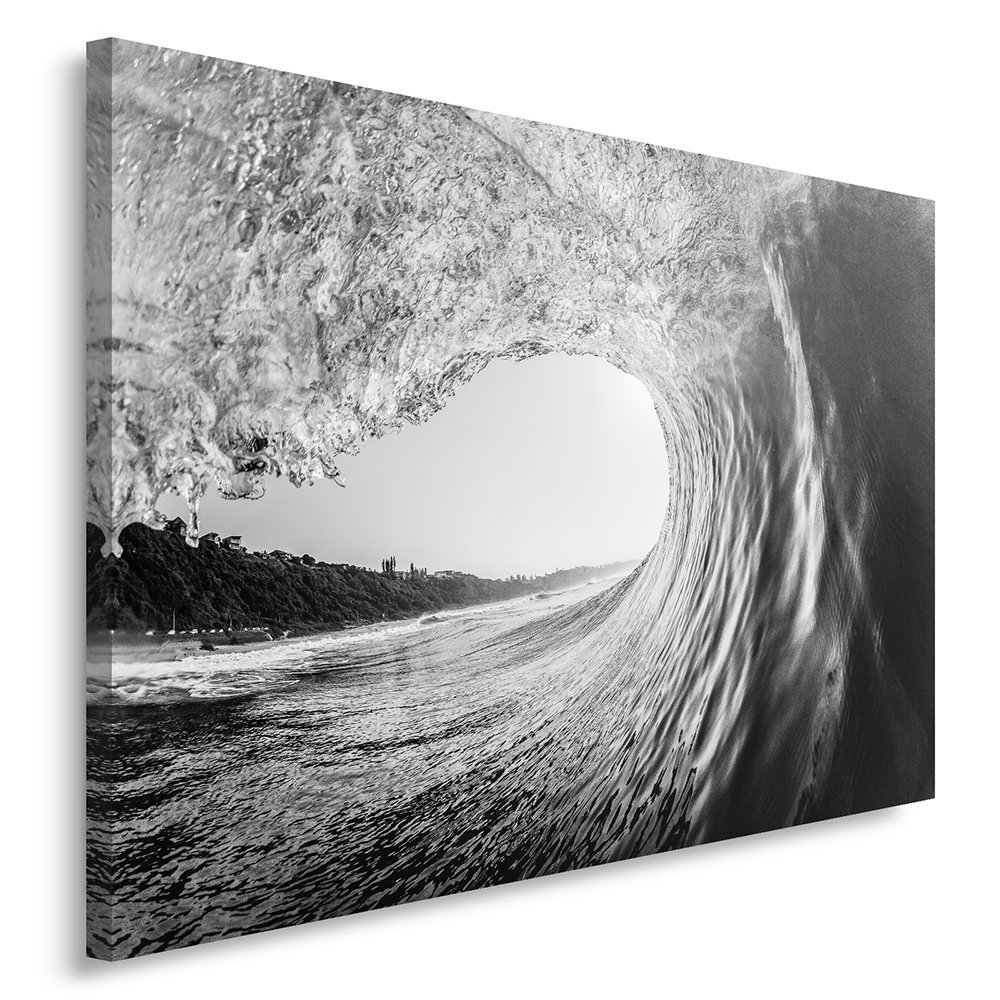 Feeby Frames Canvas Print, Sea Waves, Black and White, 40 x 50 cm