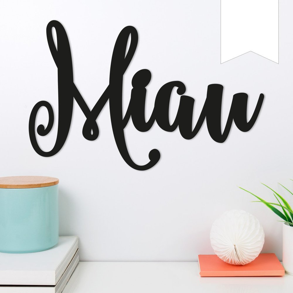 WANDKINGS Wooden Wall Word - Choose One Design & Color - MEOW - 50 x 32 cm (W x H) - White