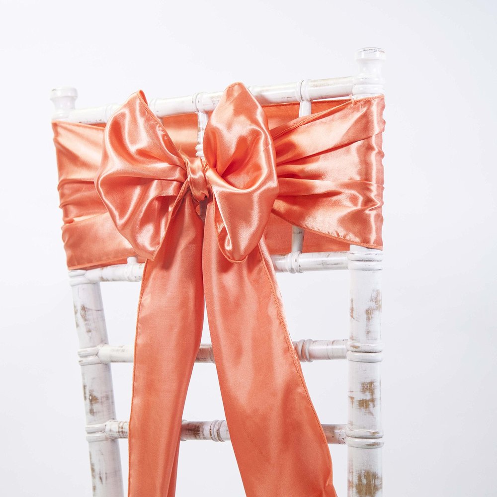 Satin Sashes and Matching Table Runners for Weddings, Events and Parties – Burnt Orange