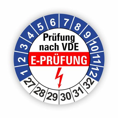 Fassbender-Druck Inspection Stickers – E-PRÜFUNG 40 mm, Self-Adhesive PVC, 500 Count