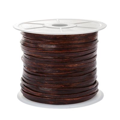 Flat Leather Strip, 5 mm x 1.5 mm, Antique Brown, 5 Meters