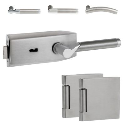C3 BB Glass Door Fitting | Incl. Office Hinges | Matte V2A Stainless Steel | Project Suitable (Hope)