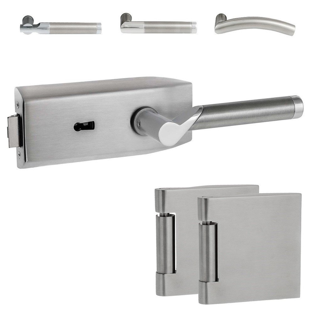C3 BB Glass Door Fitting | Incl. Office Hinges | Matte V2A Stainless Steel | Project Suitable (Hope)