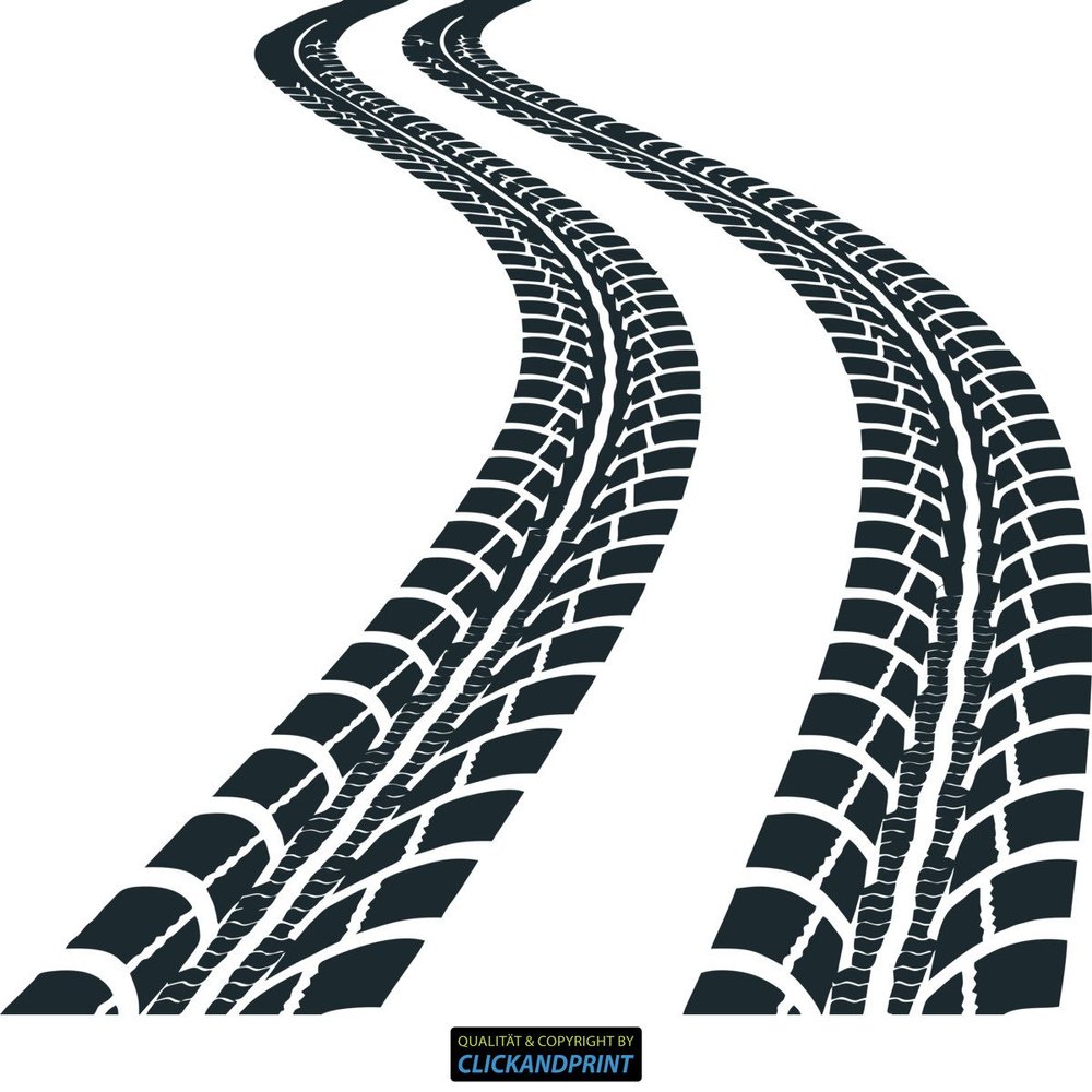 CLICKANDPRINT Tire Tracks Sticker, 130 x 112.4 cm, Metallic Jade