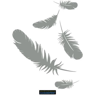 CLICKANDPRINT Feather Wall Decal, 150 x 111.2 cm, Medium Gray