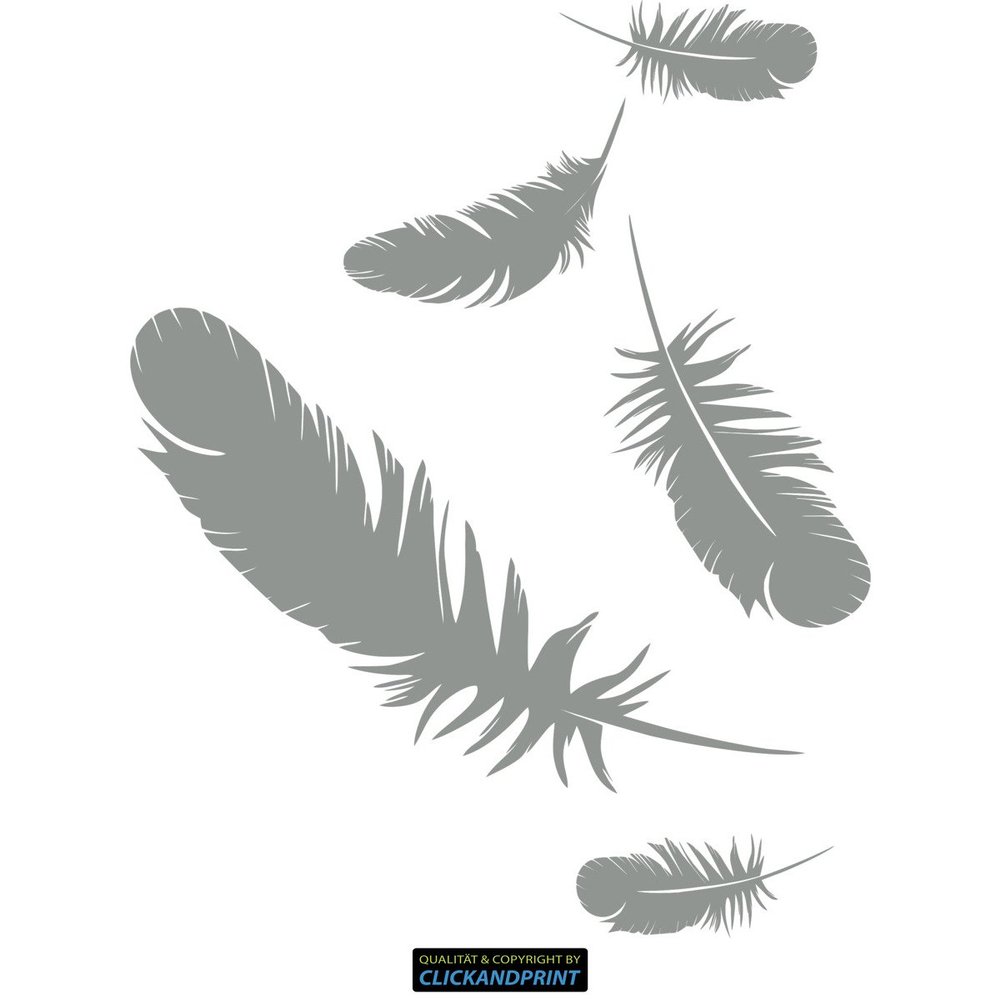 CLICKANDPRINT Feather Wall Decal, 150 x 111.2 cm, Medium Gray