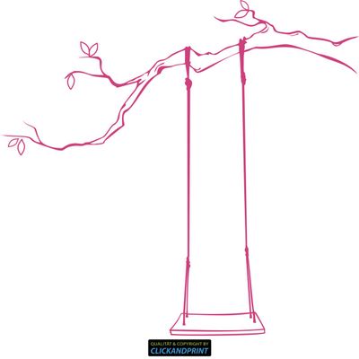 CLICKANDPRINT Swing on Branch Wall Decal, 60 x 55.9 cm, Pink