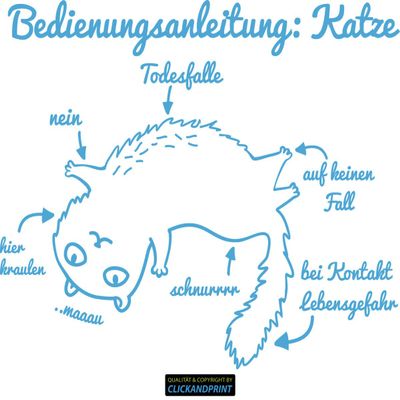 CLICKANDPRINT “Instructions: Cat” Wall Decal, 70 x 55.4 cm, Light Blue