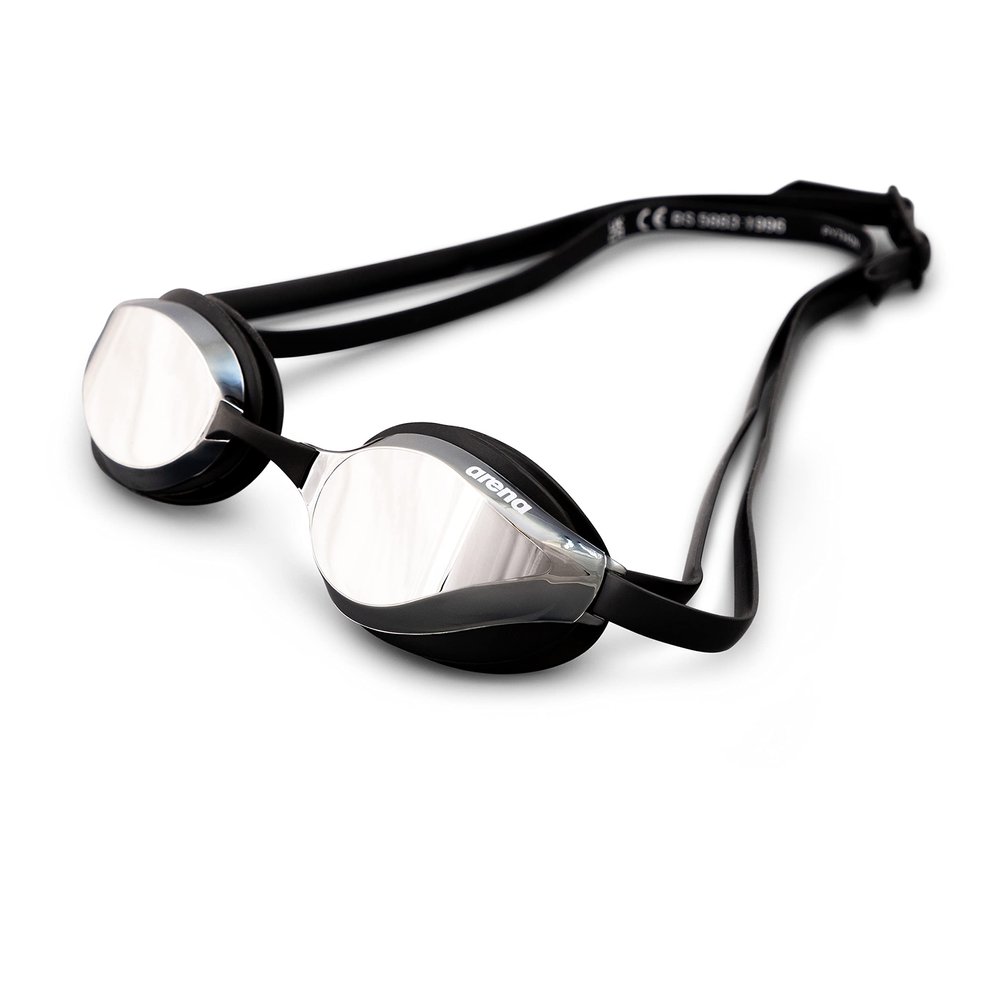 ARENA Unisex Python Mirror Training & Racing Swim Goggles, Silver-Black (55), One Size