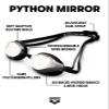 ARENA Unisex Python Mirror Training & Racing Swim Goggles, Silver-Black (55), One Size view 2