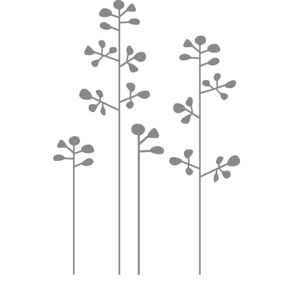 CLICKANDPRINT Flower Decoration Sticker, 60 × 38.2 cm, Telegrey