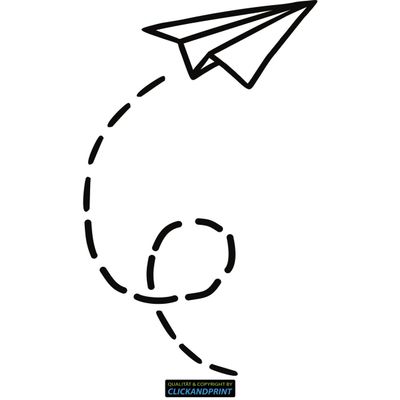 CLICKANDPRINT Paper Airplane Sticker, 80 x 46.9 cm, Black – Wall Decal / Car Decal / Vinyl