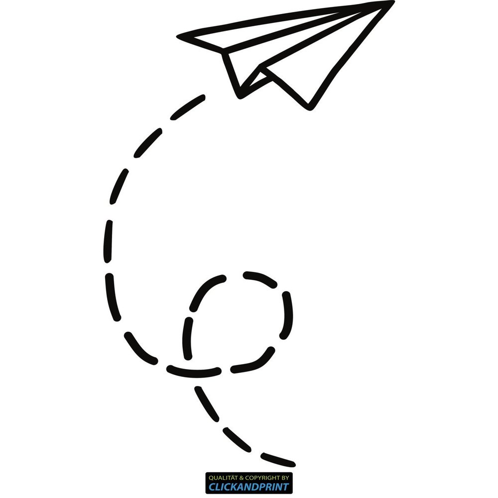 CLICKANDPRINT Paper Airplane Sticker, 80 x 46.9 cm, Black – Wall Decal / Car Decal / Vinyl