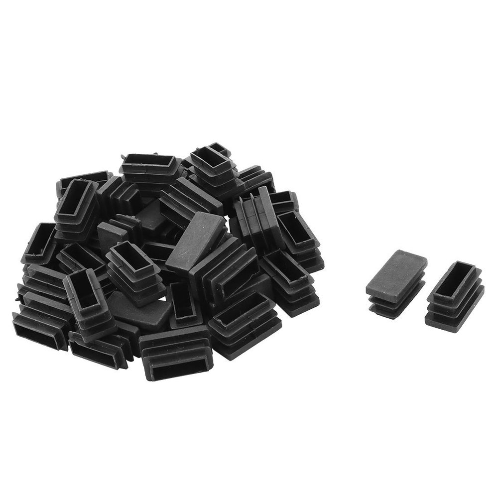 sourcing map 40-Piece Plastic Tube Inserts End Caps, Black, 25 x 12 mm