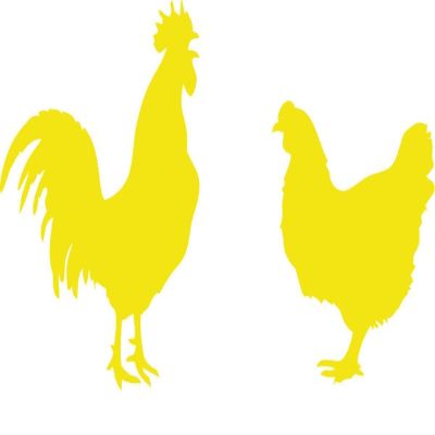 CLICKANDPRINT Restroom Sticker Chicken & Rooster, 40 x 23.1 cm, Sulfur Yellow