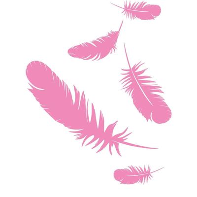 CLICKANDPRINT Feather Wall Decal, 80 x 59.3 cm, Light Pink