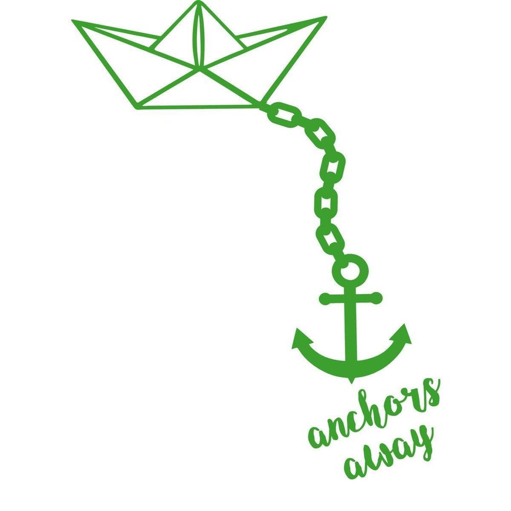 CLICKANDPRINT Paper Boat with Anchor Wall Sticker, 160 x 115.5 cm, Yellow-Green
