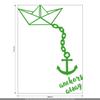 CLICKANDPRINT Paper Boat with Anchor Wall Sticker, 160 x 115.5 cm, Yellow-Green view 3