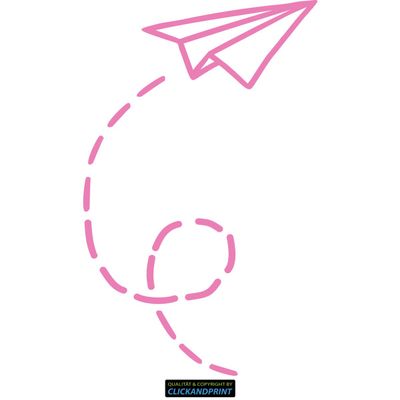 CLICKANDPRINT Paper Airplane Wall Decal, 100 x 58.6 cm, Light Pink