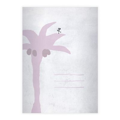 Kartenkaufrausch 16 Summer Palms DIN A5 School Notebooks, Math Notebooks with Little Birds, 7 mm Grid