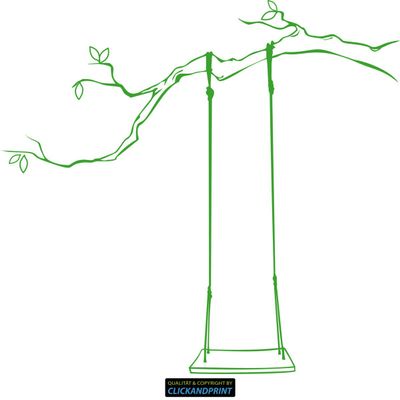 CLICKANDPRINT Swing on Branch Wall Decal, 50 x 46.6 cm, Yellow-Green