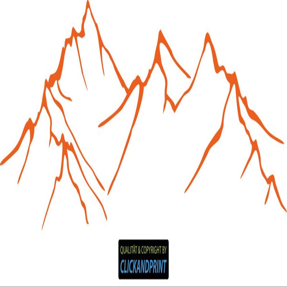 CLICKANDPRINT Mountain Silhouette Wall Sticker, 40 x 10.8 cm, Orange