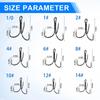100-Piece Black Carbon Steel Treble Fishing Hooks, Small Round Bend, Size 10 view 3